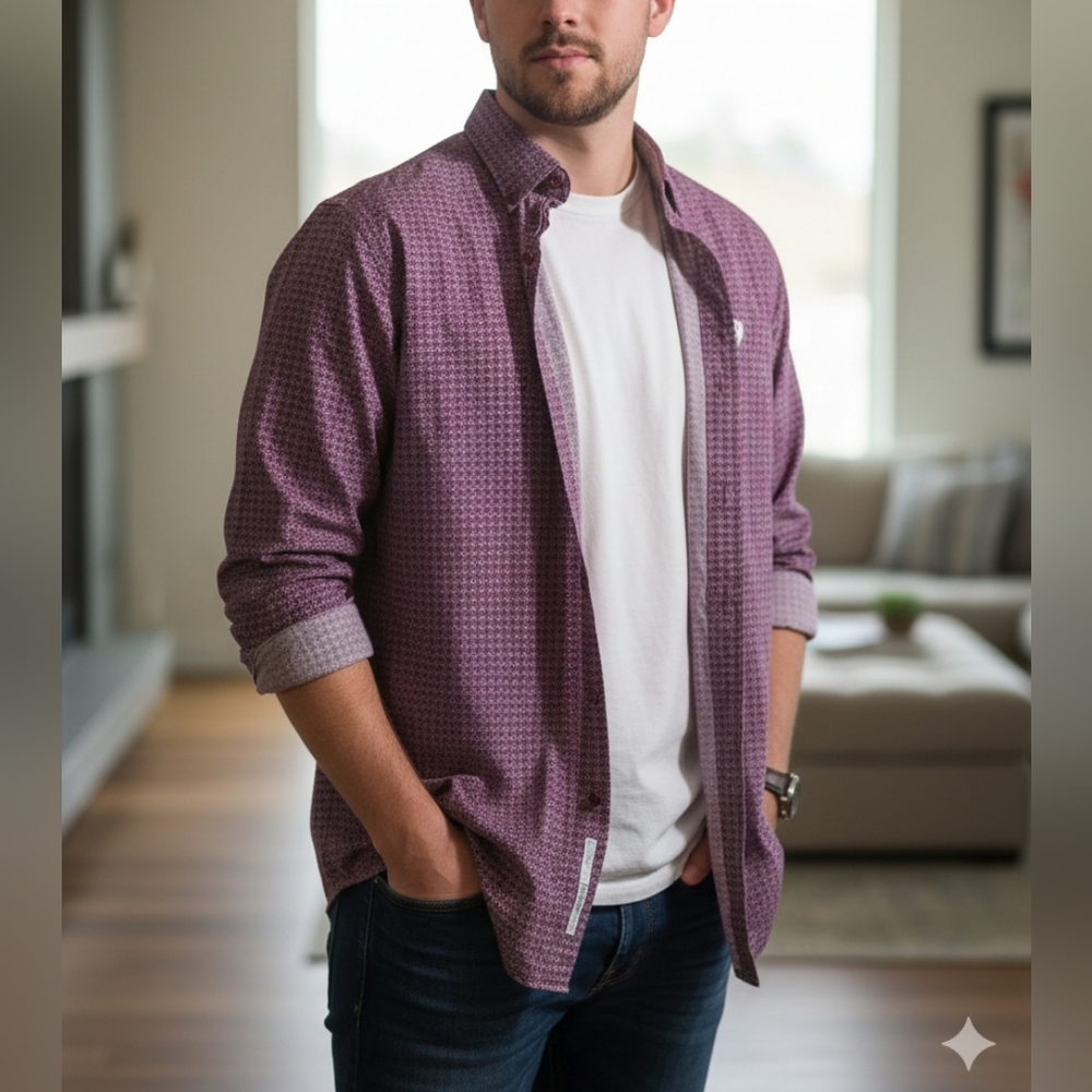 Ariat Maroon Geometric Pattern Shirt